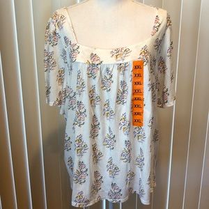 Lucky brand XXL Square Neck Top NWT Cream Floral
